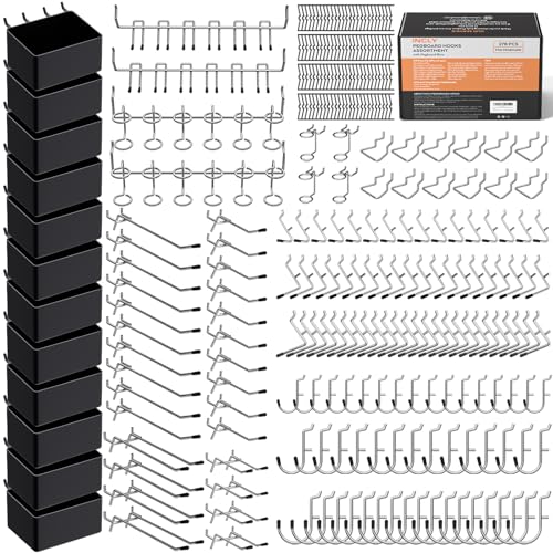 INCLY 278PCS Pegboard Accessories Organizer Kit with Peg Borad Hooks & Bins