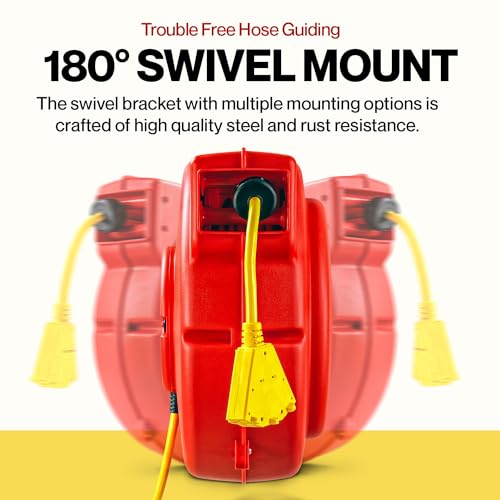 ReelWorks Extension Cord Reel Retractable 12AWG x 65' Foot
