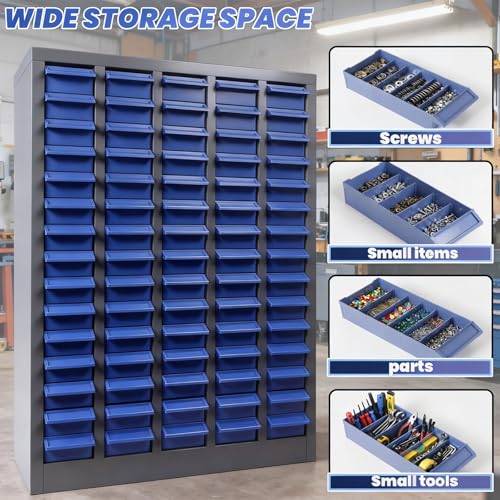 75 Drawers Parts Cabinet Bolt and Nut Tool Storage Cabinet, ABS Material Hardware Organizer, Part Drawer Bolt Bin with Shelf and Label, Tool Organizer Bolt Bins Organizer for Shop (75 Drawers)