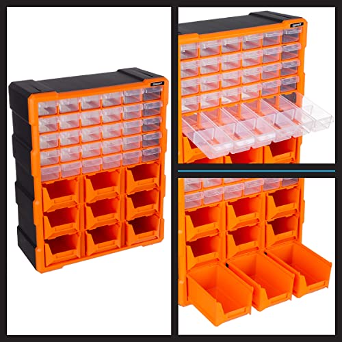 Stalwart Plastic Storage Drawers - 39-Drawer Screw Organizer, Black