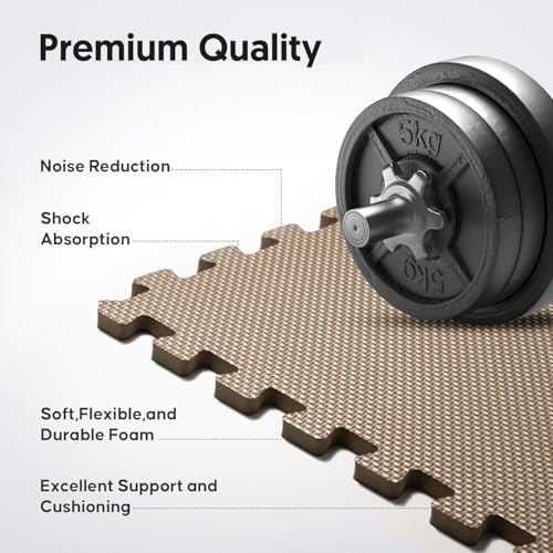 32 Pack 128 sqft Home Gym Mat, Puzzle Exercise Mat, EVA Interlocking Foam Floor Tiles for Home Workout Equipment and Kids' Play Areas - Blue, 24 in x 24 in x ½ in - (Brown, 32 Pack(128 SQ FT))
