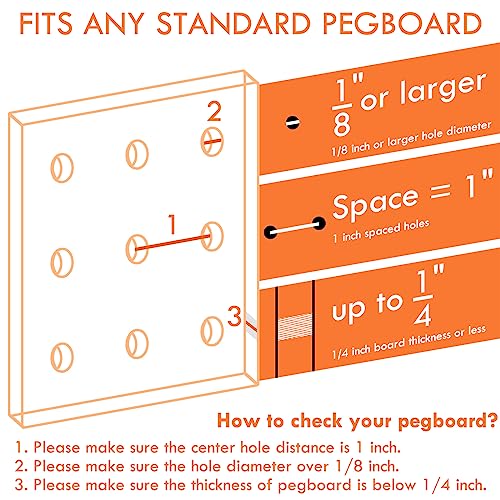 G.CORE 2 Pack Pegboard Baskets, Black Metal Shelves Hooks to 1/8" and 1/4" Hole Peg Boards, Peg Board Baskets Bins Set - Tools Workbench Garage Storage Wall Mount Organizer Attachments (2 Large)