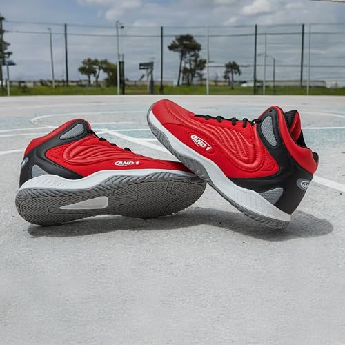 AND1 Pulse 3.0 Basketball Shoes for Men, Indoor or Outdoor, Street or Court Basketball Sneakers Men - Black, Red, or White - Black/White/Light Grey, 10 Medium