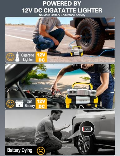 GSPSCN Digital Tire Inflator 12V Heavy Duty Metal Portable Air Compressor