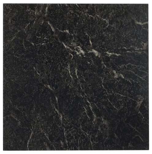 Nexus Self Adhesive 12-Inch Vinyl Floor Tiles, 20 Tiles - 12" x 12", Black w/White Vein Marble Pattern - Peel & Stick, DIY Flooring for Kitchen, Dining Room, Bedrooms & Bathrooms by Achim Home Decor
