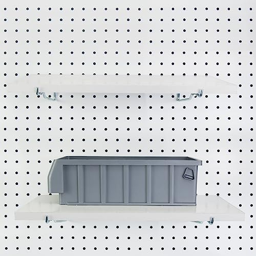 Pegboard Shelf Hooks, 4 Pack Metal Utility Hook Set, 1/4 inch Peg Board Organizer Accessories, Shelves and Baskets Brackets, Display and Storage Rack for Garage Art Craft Room Office (Silver, 6")