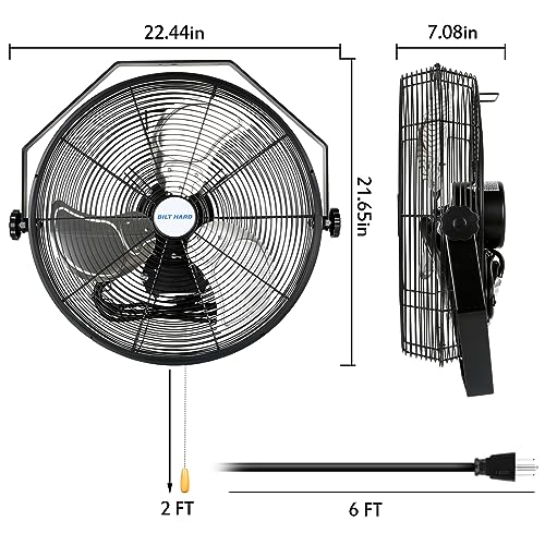 BILT HARD 4300 CFM 18 in. Industrial Wall Mount Fan, 3-Speeds High Velocity Wall Fan with Sealed Motor, Heavy Duty Metal Barn Fans for Garage, Commercial, Greenhouse, Warehouse, Shop Use