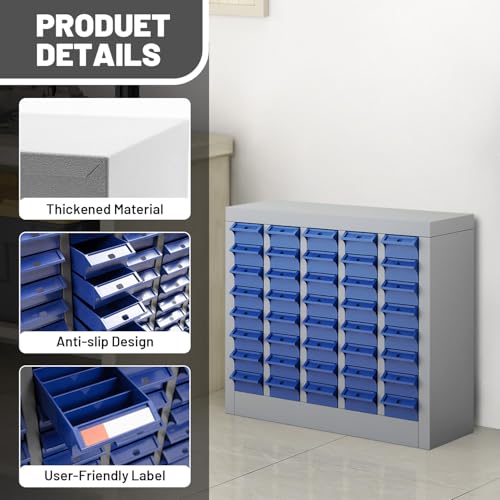 DIYTUNINGS 40 Drawers Parts Cabinet Chest, Bolt Nut Metal Tool Storage with ABS Drawer for Hardware Organization Equipment Shelves Home Garage Workshop Office Supplies, Grey