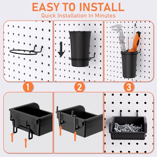 INCLY 280PCS Upgraded Pegboard Hooks Assortment with Bins & Cups