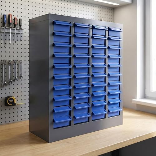 Vohala 40-Drawer Bolt Bin, Parts Organizer Cabinet with ABS Drawer, Parts Cabinet with Drawers for Nuts Bolts Screws, Metal Storage Cabinet for Garage, Workshop, Home & Office