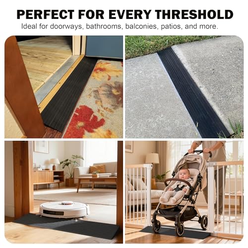 Nuvium 1" Rise Rubber Threshold Ramp for Doorways, Wheelchair Ramp