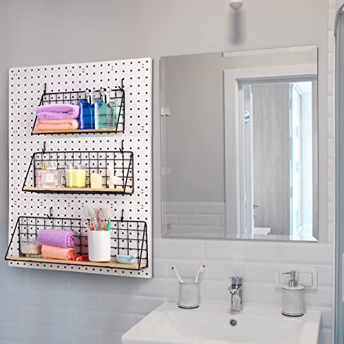 Coume Pegboard Shelves with Steel Pegboard Brackets and Hooks Tool Organizer Storage Tray Garage Basket Storage Display Accessories (Black)