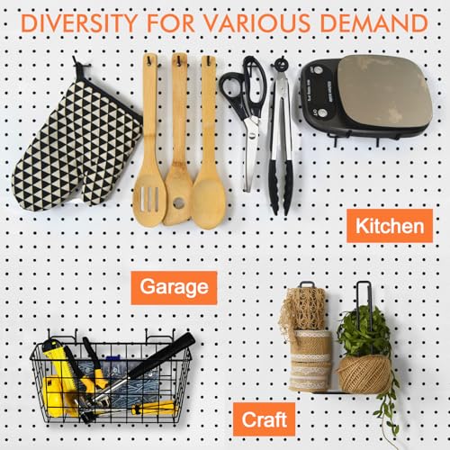Pegboard Basket Organizers, 42Pack Peg Board Baskets Hooks Bins Cups(Black)