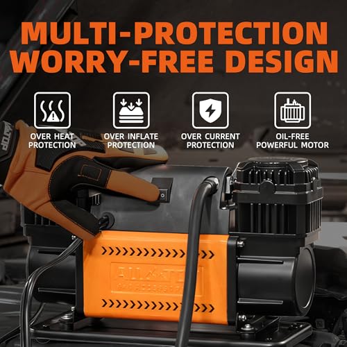 ALL-TOP Air Compressor Kit, Dual Cylinder 12V Portable Inflator 12.35 ft³/Min, Offroad Air Compressor Pump for Truck Tires, Heavy Duty Max 150 PSI for 4x4 Vehicle & RV
