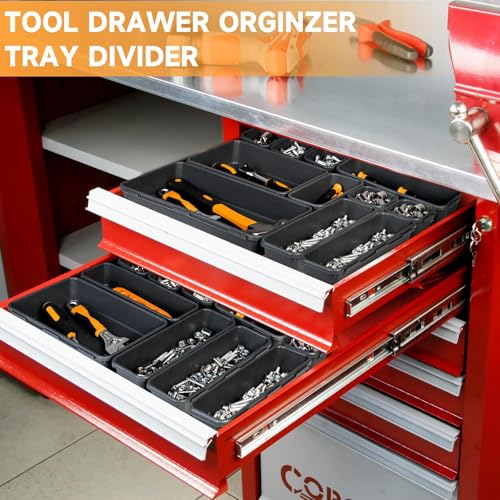 FLYVOLE Tool Box Organizer Tray, 60 PCS & 5 Sizes, Black