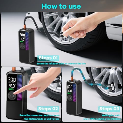 WEOLULI Tire Inflator Portable Air Compressor, 150 PSI Cordless Air Pump