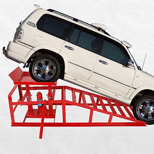 2 Pack Hydraulic Car Ramps 5T 10000lbs Low Profile Car Lift Service Ramps Truck Trailer Garage,Height Hydraulic Vehicle Ramps (Red)