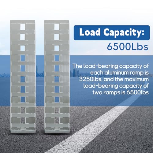 2PCS 60 Inch x 12 Inch Aluminum Trailer Loading Ramps - 6000 lbs Capacity with Beavertail Hook End