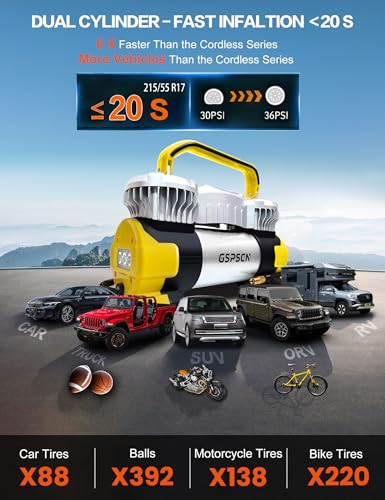 GSPSCN Digital Tire Inflator 12V Heavy Duty Metal Portable Air Compressor