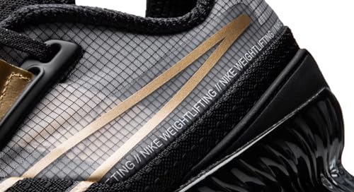 Nike Romaleos 4 Weightlifting Shoes (CD3463-001, Black/Metallic Gold/White/Metallic Gold) Size 10.5