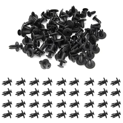 100 PCS Plastic Expansion Screws for 1/4" Pegboard, 6mm Black Rivet Fasteners with Inserts and Screws, Pegboard Hooks Accessories for Garage Wall Tool Organizer (Pegboard Not Included)