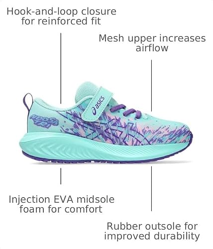 ASICS Kid's PRE Noosa TRI 16 PS Running Shoes, K13, Illuminate Mint/Radiant Amethyst