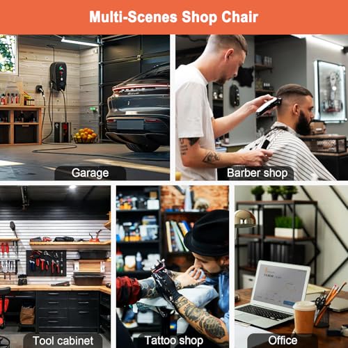 LWADALN Garage Mechanic Stool Chair, Rolling Workshop Stool with Tool Tray Storage, Height Adjustable Heavy Duty Swivel Task Chair, Mechanic Chair for Garage, Shop, Auto Repair (Style 2)