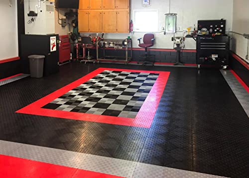 Big Floors GarageTrac Garage Floor Tiles, Interlocking Garage Flooring, Diamond Pattern Non-Slip Heavy-Duty Copolymer Modular Tile, Easy Install (Graphite, 48 Pack of 12 x 12" Tiles, 48 Sq Ft)