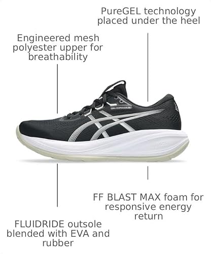 ASICS Men's Gel-Cumulus 28 Running Shoes, 7, Black/White