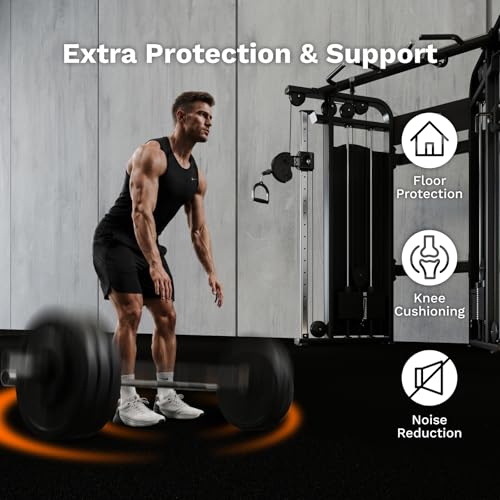 AIRHOP 1" Ultra-Thick 48 Sq Ft Rubber Top Gym Flooring for Home Gym