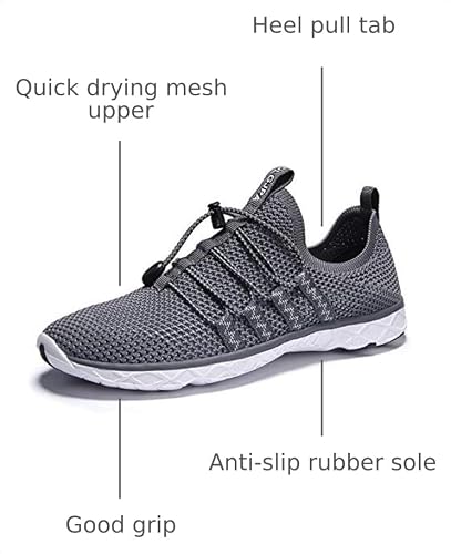 DLGJPA Men's Quick Drying Water Shoes for Beach or Water Sports Lightweight Slip On Walking Shoes Darkgray 10.5