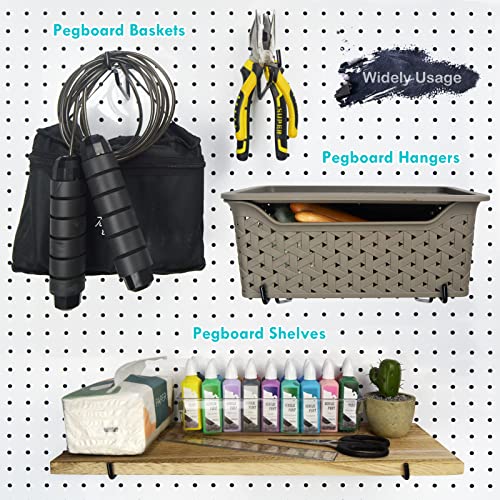 Pegboard Shelf Hooks, 8PACK 6" Black Metal Utility Hook Set, 1/4 inch Peg Board Organizer Accessories, Shelves and Baskets Brackets, Display and Storage Rack for Garage Workbench Art Craft Room Office
