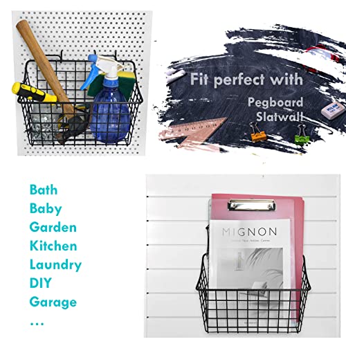 Pegboard Baskets With Hooks, 3 Pack Peg Board Wall Organizer Set (Black)