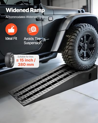 VEVOR Car Ramps, 2 PCS 13000 lbs GVW Capacity, 6.3 in Lift Height, Portable High Profile Car Service Ramps for Home Garage Maintenance and Oil Changes, Heavy Duty for Truck SUV Vehicle Repair, Black