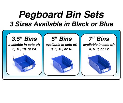 Right Arrange Pegboard Bins - 3 Pack Black Large - Hooks to Any Peg Board - Organize Hardware, Accessories, Attachments, Workbench, Garage Storage, Craft Room, Tool Shed, Hobby Supplies, Small Parts