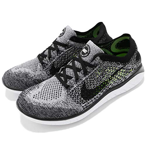 Nike Men's Free Run Flyknit 2018 Running Shoes, White White Black 101, 7.5