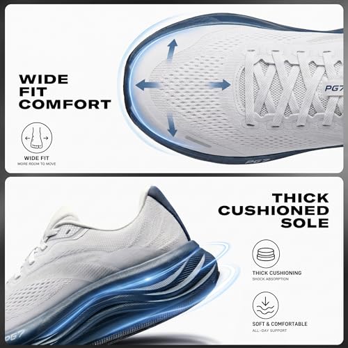 ANTA Men’s PG7 Running Shoes Cushioning Comfortable Breathable Athletic Workout Gym Cross Trainer Sports Sneakers, Gray/Navy Blue, 10
