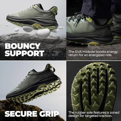 NORTIV 8 Men's Trail Running Shoes Wide Toe Box,Light Green,10