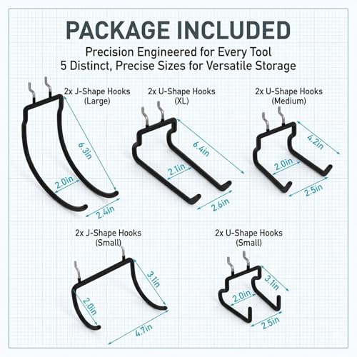 INCLY 10 Pack 1/4" Pegboard Drill Holder Tool Utility Hooks