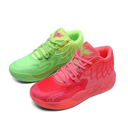 IGZBIBG Men's Knitted Mesh Breathable Mid-Top Basketball Shoes with Round Toe, Non-Slip and Lightweight Lace-Up Casual Sports Shoes Suitable for Walking, Running and Daily Travel (8.5,Two-Color)
