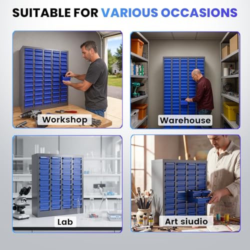 Vohala 40-Drawer Bolt Bin, Parts Organizer Cabinet with ABS Drawer, Parts Cabinet with Drawers for Nuts Bolts Screws, Metal Storage Cabinet for Garage, Workshop, Home & Office