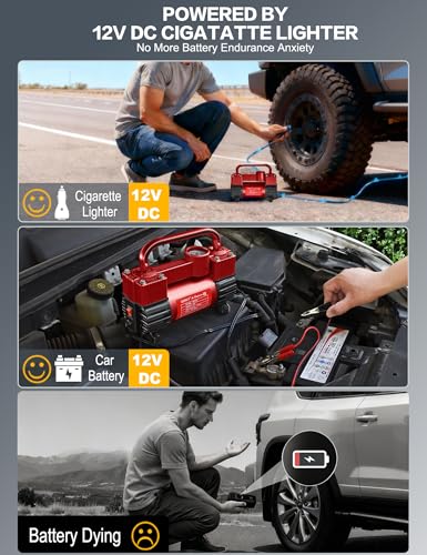GSPSCN 12V Heavy Duty Tire Inflator Metal Portable Air Compressor Pump
