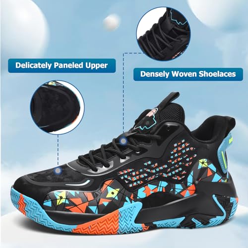 ZHNSHM Men's Basketball Shoes Fashion Non-Slip High-Top Sneakers Comfortable Breathable Training Running Sport Volleyball Shoes Black