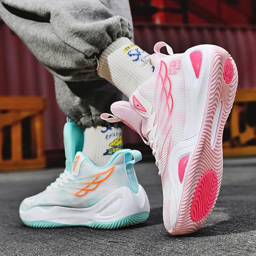 Huogra High Top Womens Mens Basketball Shoes Breathable Non Slip Outdoor Sneakers Comfortable Fashion Athletic Training Sport Shoes
