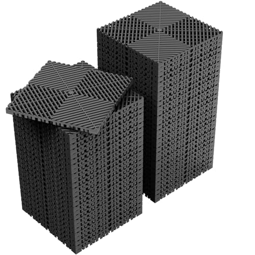 Jocoevol 60-Pcs Interlocking Tile, 12" x 12" Indoor/Outdoor Self-Drainage Interlocking Floor Tiles, Non-Slip Heavy-Duty Polypropylene Splicing Flooring Tile for Garage Patio Pool Bathroom, Black