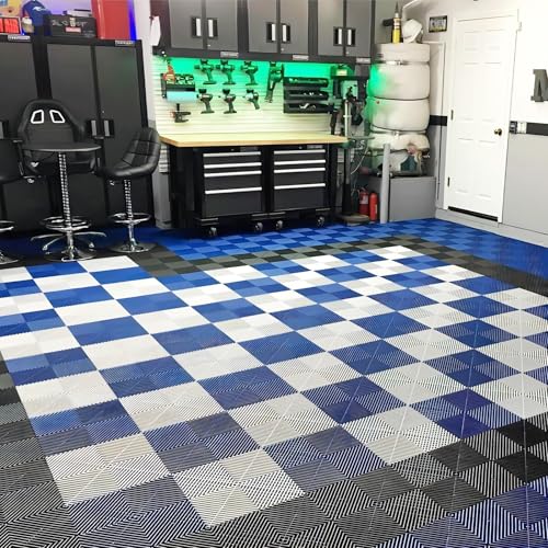 GOSLARLIT 20 PCS Interlocking Garage Floor Tiles, 15.7" x 15.7", Black
