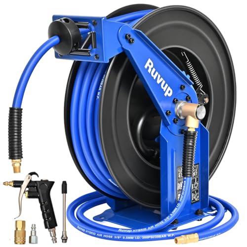 Ruvup Air Hose Reel 3/8"x75ft Auto Retractable Air Compressor Tool HoseReel