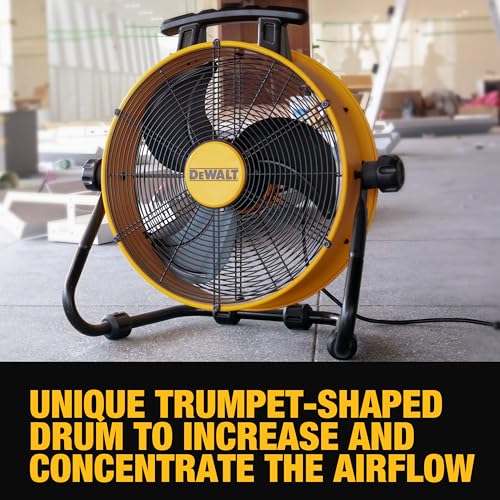 DEWALT 18 Inch Floor Fan, 180° Adjustable Tilting Drum Fan DXF1840