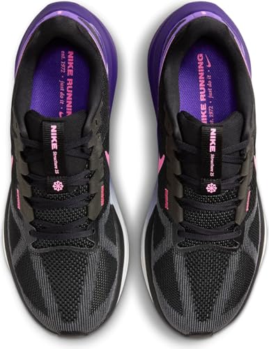 Nike Men's Structure 25 Road Running Shoes, Black Laser Fuchsia Anthracite, 9 US