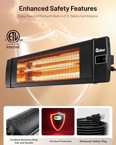 DR. INFRARED HEATER Portable Infrared Indoor and Outdoor Space Heater for Patio, Garage, Commercial & Residential With Remote Control, Without Thermostat, Black